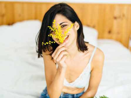 Happy Girl With Plants